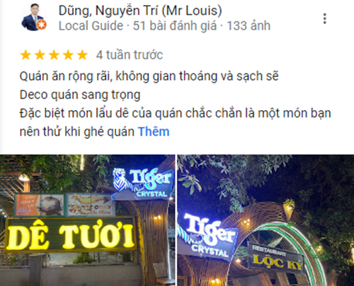 Một số review của khách hàng về nhà hàng Lộc Ký