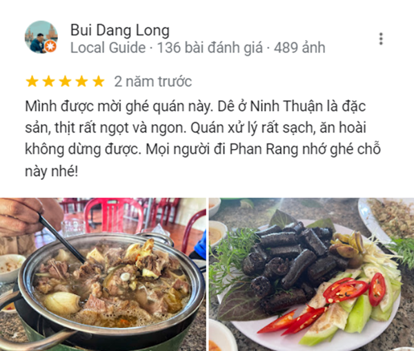 Những nhận xét của khách hàng về quán dê núi Hương Sơn