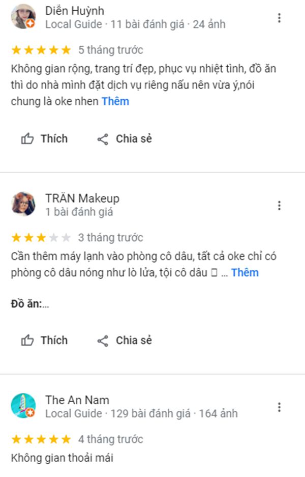 Một số ý kiến đánh giá của khách hàng về nhà hàng Nhật Thiên Bảo