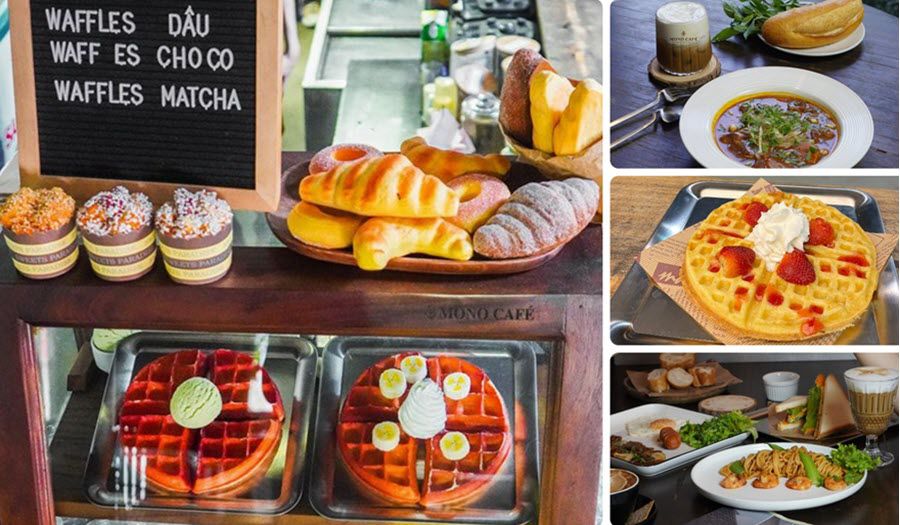 Thực đơn các loại món ăn, bánh tại quán Mono Cafe