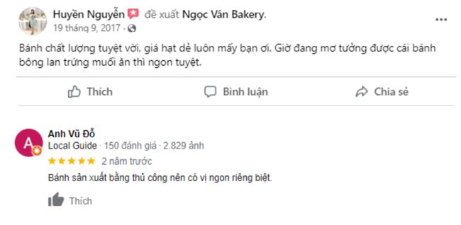 Cảm nhận của khách hàng về Tiệm bánh Ngọc Vân Bakery 