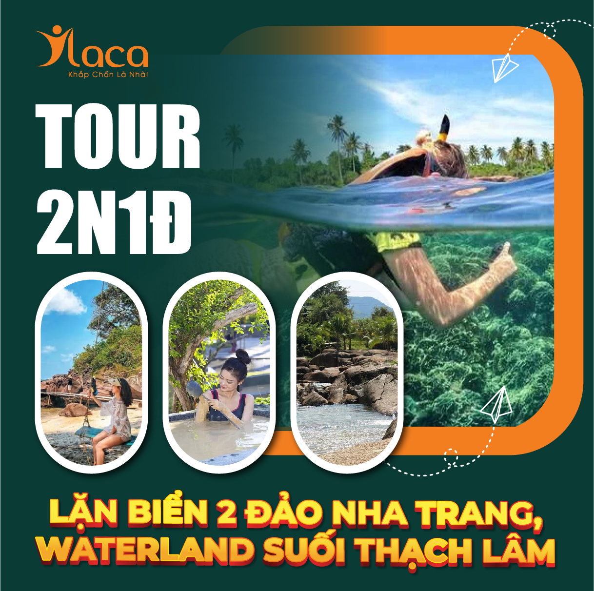 TOUR DU LỊCH NHA TRANG 2 NGÀY 1 ĐÊM, LẶN BIỂN 2 ĐẢO NHA TRANG, WATERLAND SUỐI THẠCH LÂM