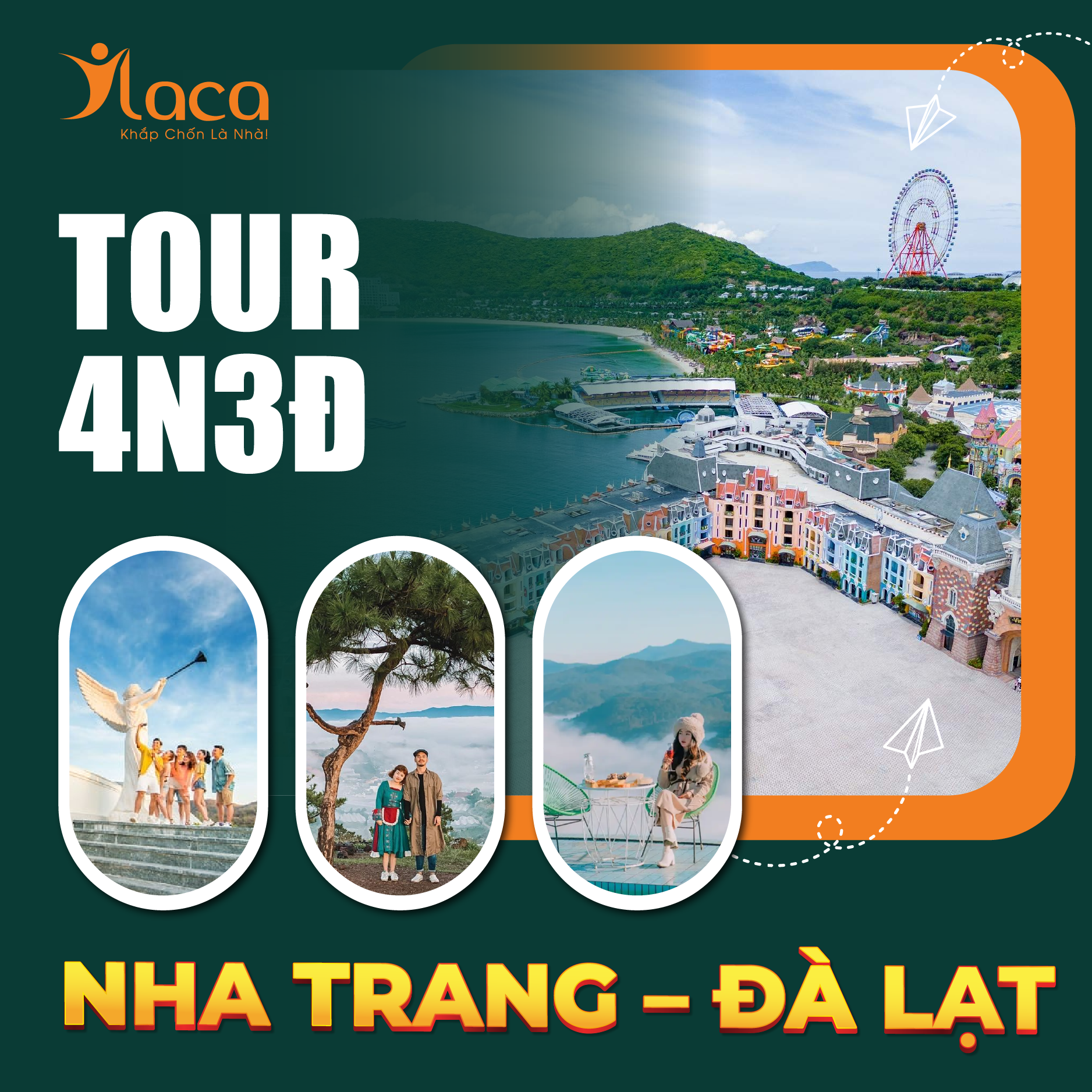 Tour Nha Trang – Đà Lạt 4 Ngày 3 Đêm: Vịnh Nha Trang – Vinpearl Land – Tháp Bà – Dinh Bảo Đại – Thiền Viện Trúc Lâm – Datanla – Vườn Hoa