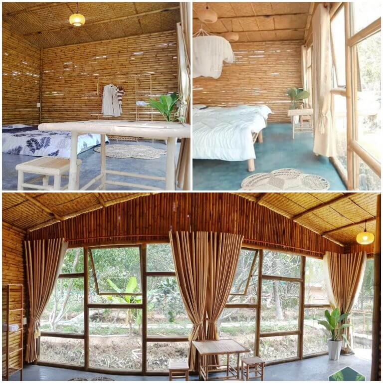 Bamboo House có không gian rộng rãi, có của kính lớn giúp du khách ngắm được khu vườn tươi mát